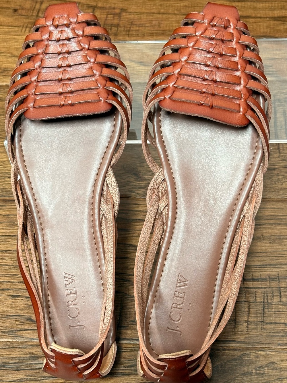 J. Crew Cognac Woven Leather Slingback Flats